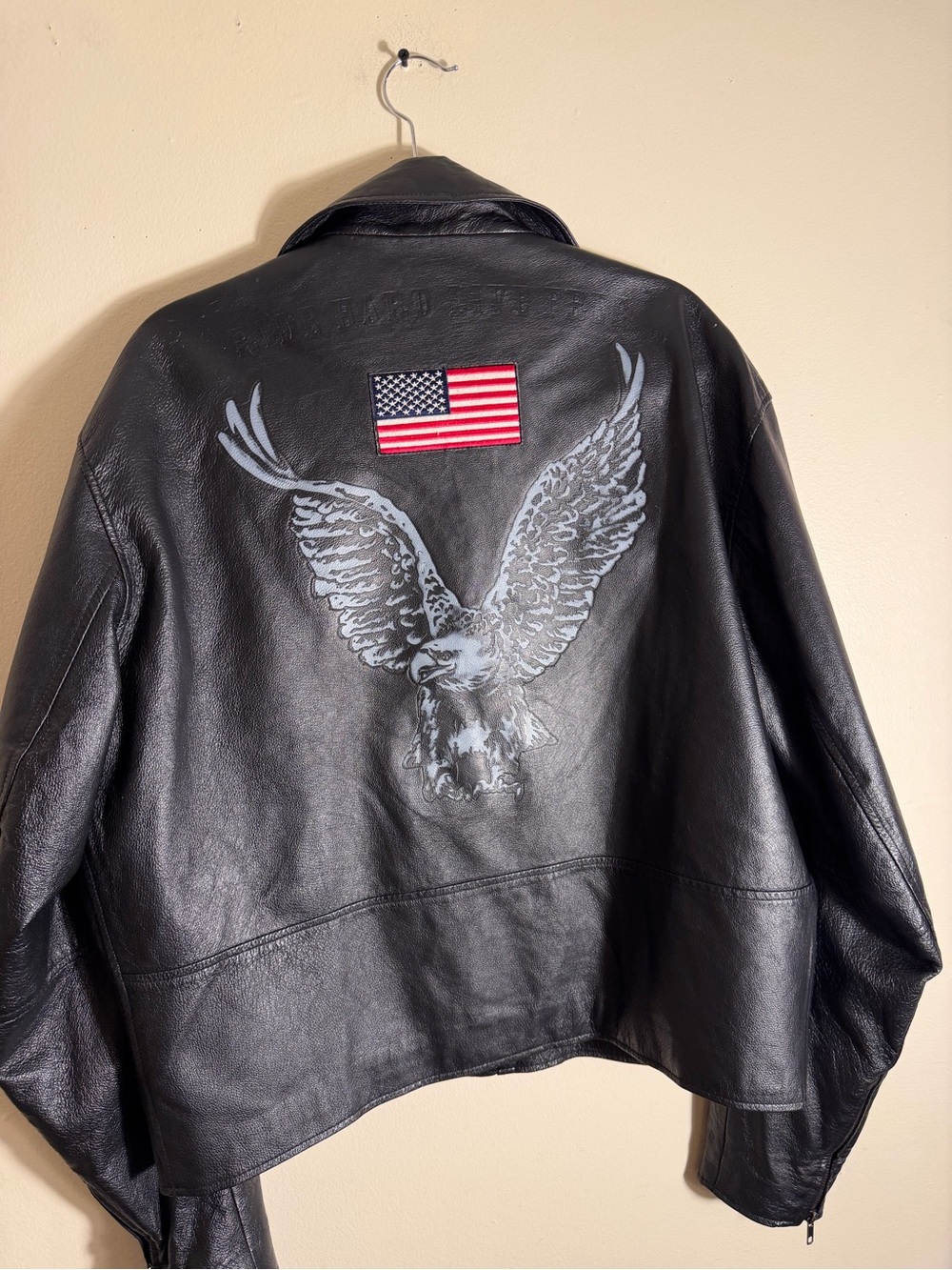 The Bradford Exchange 100% Genuine Leather Jacket Men Large Ride Hard Live Free